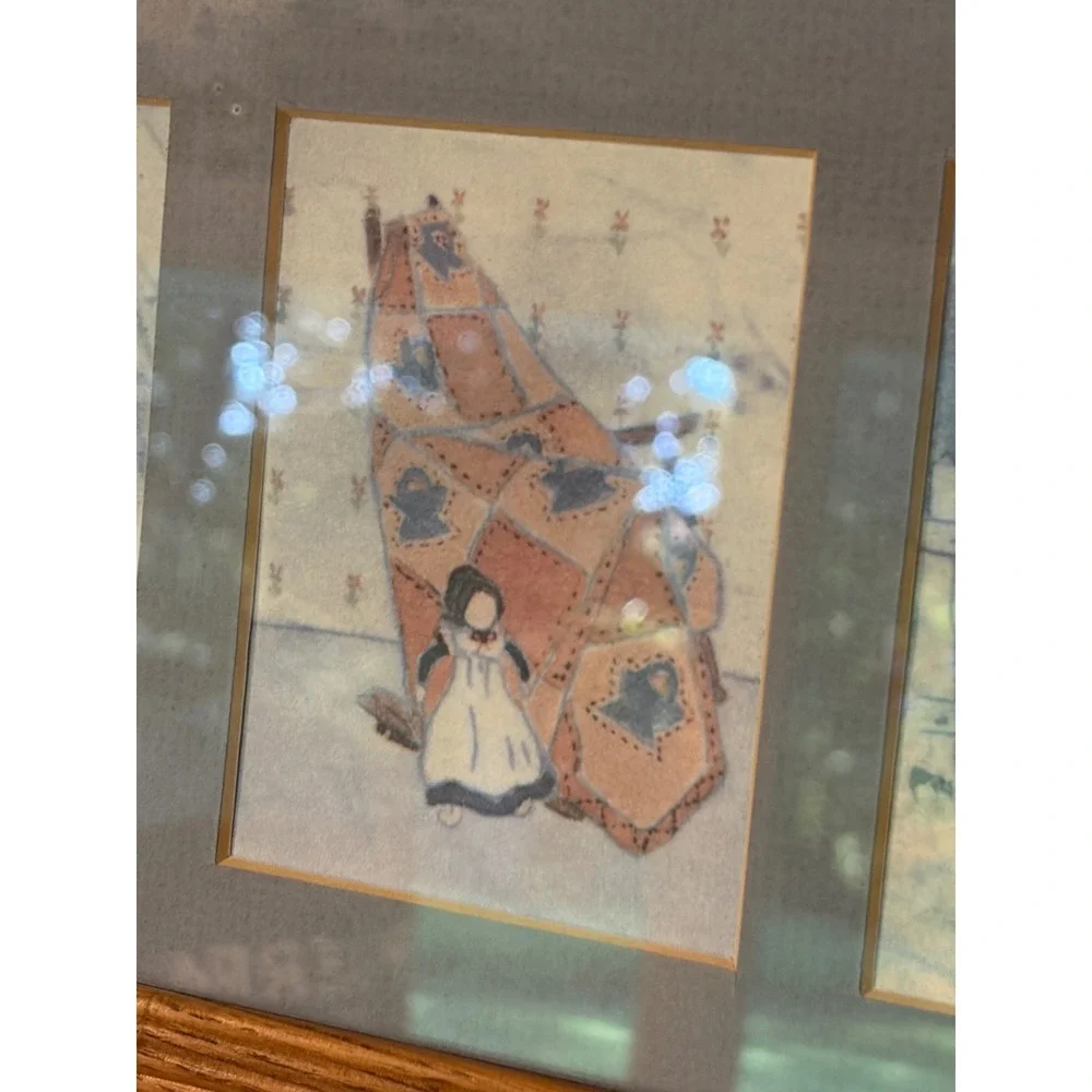 Batiks by Barbara Rasa Children Amish Folk Cabin Country Art Print Framed Decor
